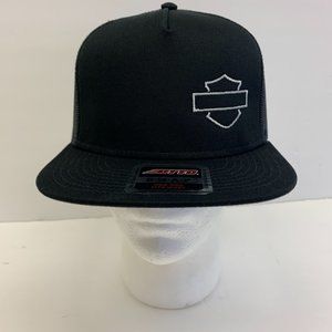 OTTO NEW Harley-Davison Embroidered Cap Flat Bill Mesh Back Snapback Bla…